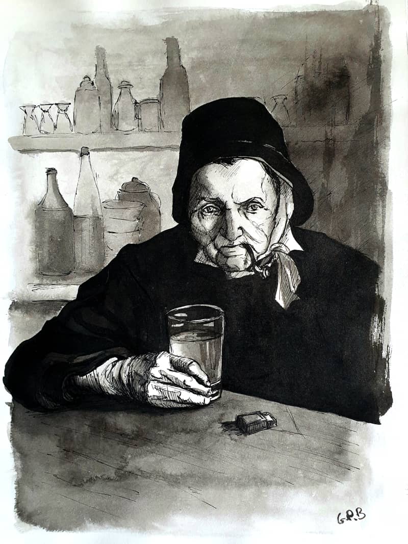 Vieille au comptoir