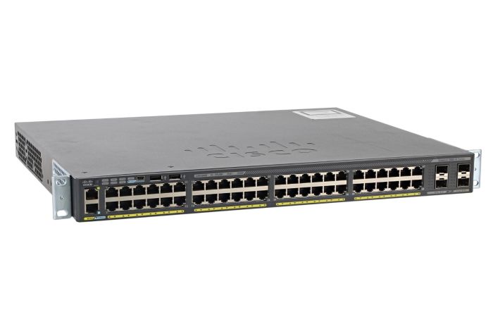 Cisco Catalyst WS-C2960X-48LPS-L Switch LAN Base License, Port-Side Air Intake