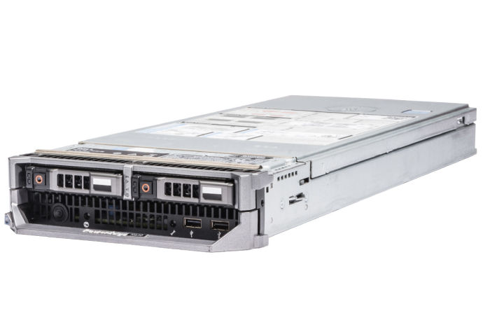 Front view of Dell PowerEdge M630 with 2 x 400GB SSD SAS 2.5" 12Gbps Drives Installed