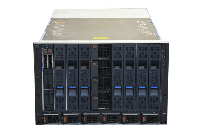 Front view of Dell PowerEdge MX7000 with 1 x MX740c and No Hard Drives Installled