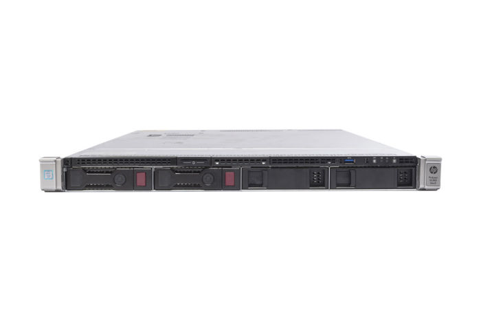 Front view of HP Proliant DL360 Gen9 with 2 x 4TB SAS 7.2k 3.5" HDDs