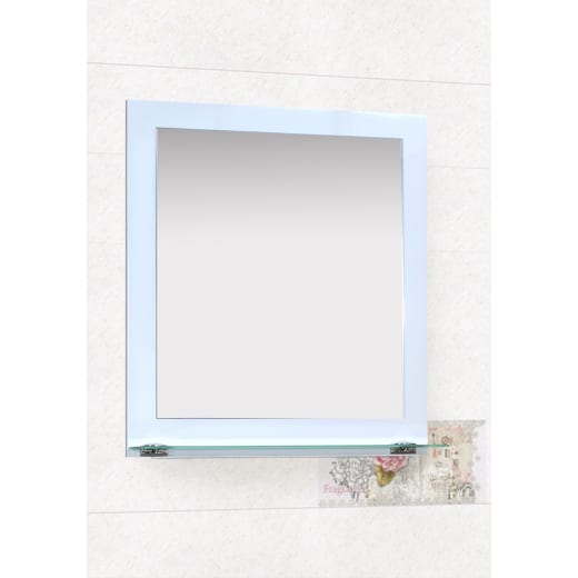 Огледало за баня М-Мебел ММ, 60см, PVC 15мм, Стъкло 4мм, стъклена полица и масивни стъклоносачи