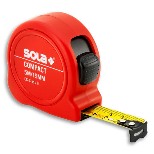 Ролетка SOLA Compact, 8м, противоударна, автоматично прибиране на лентата, бутон за застопоряване