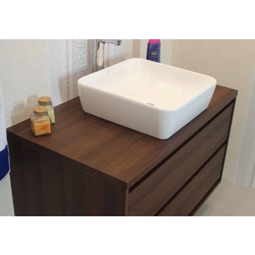 Шкаф за баня М-Мебел ПРИОРА One, долен шкаф, 100% PVC, плавно прибиране, с умивалник, панти Blum
