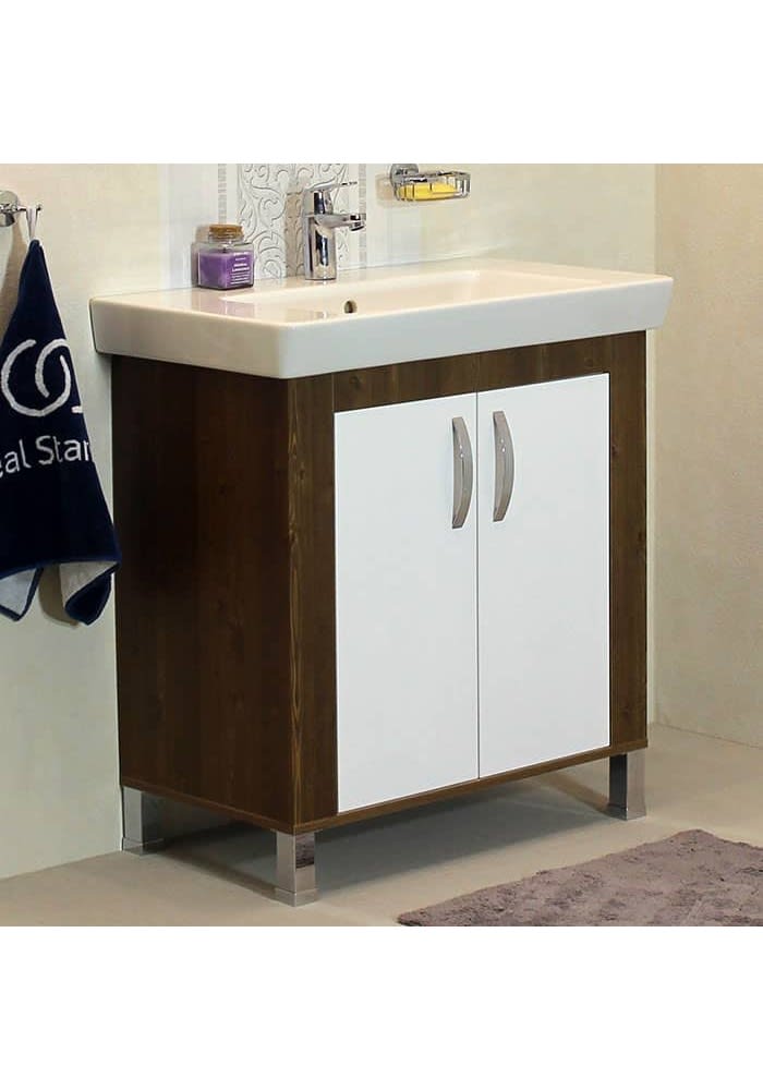 Комплект за баня М-Мебел ПРИОРА, долен и горен шкаф, 100% PVC, с нагревател на огледалото