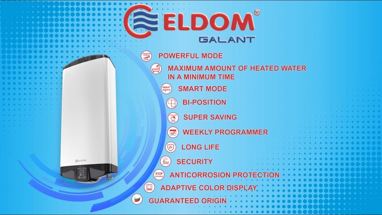 Бойлер Eldom Galant, Flat Design, електрически, 50л, универсален монтаж