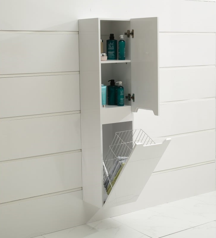 Колона за баня Inter Ceramic Melanie, 140х30х30см, PVC, с кош за пране, soft-close механизъм