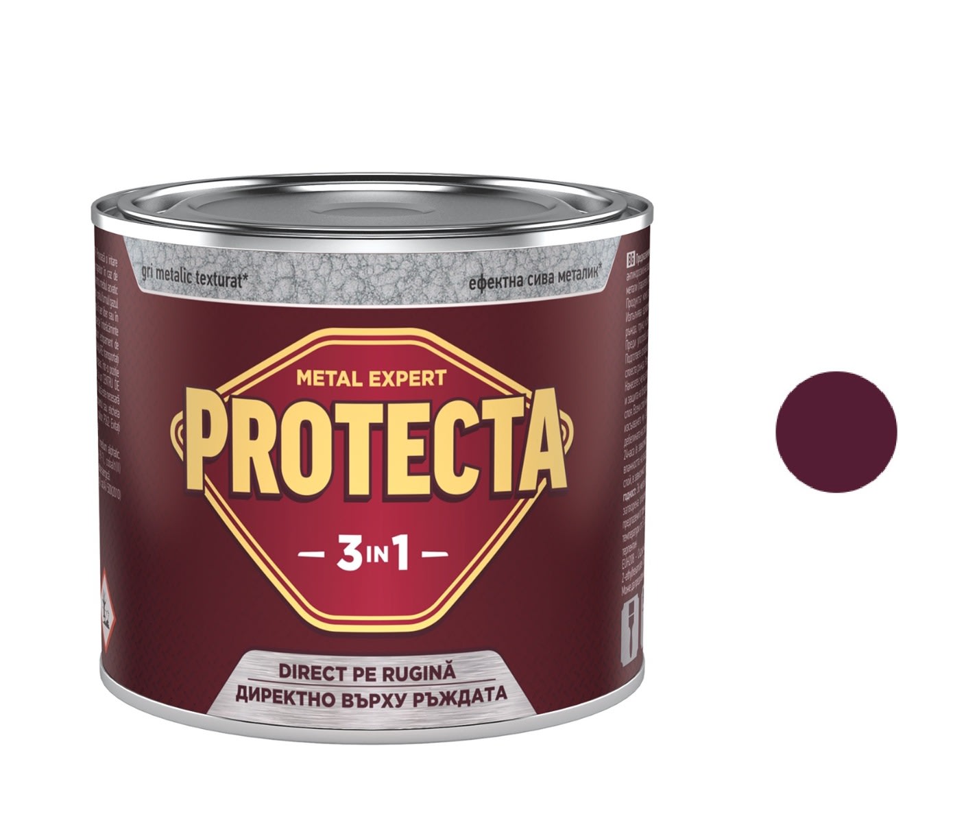 Боя Protecta 3 в 1, защита на черни метали, вишненочервена, 500мл
