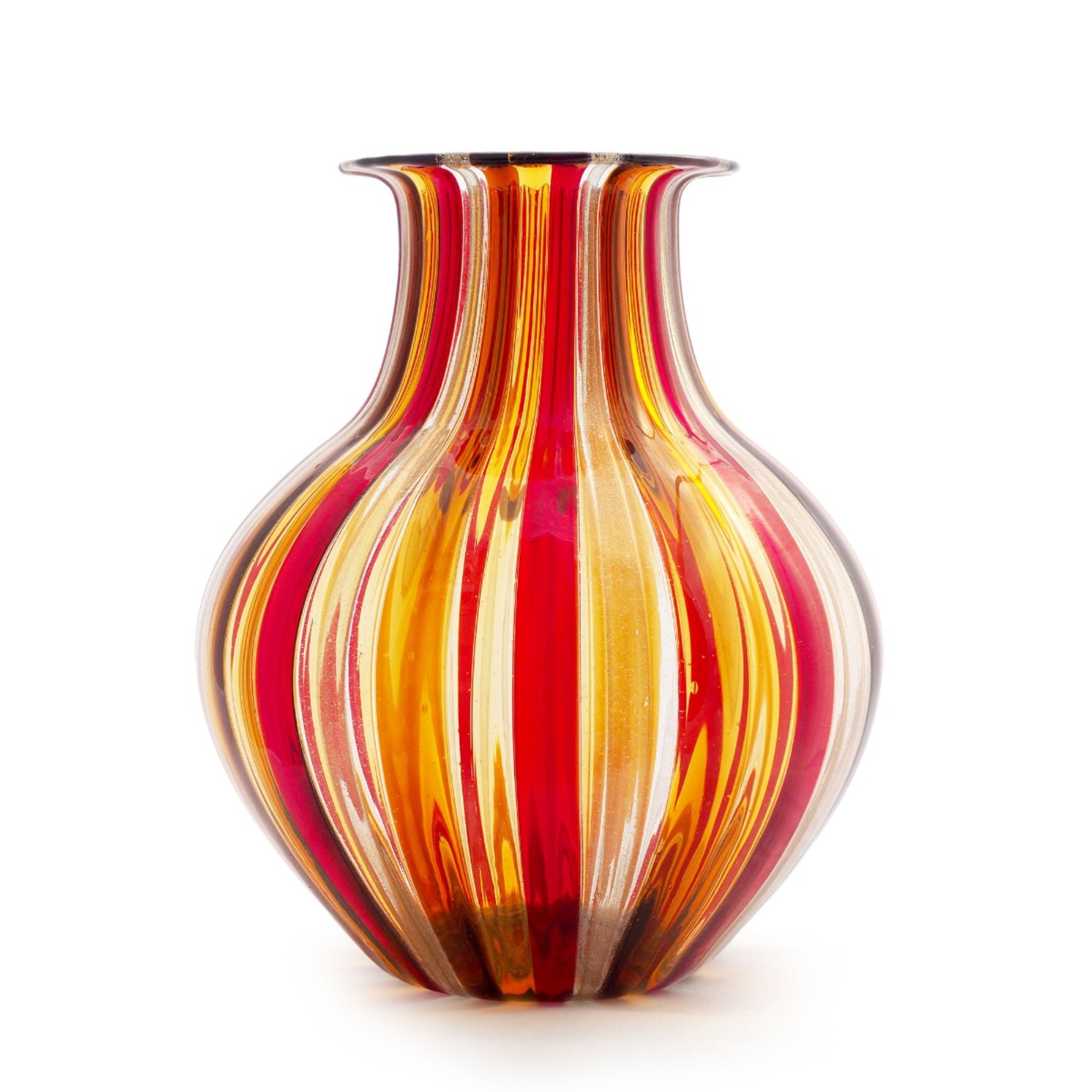 Blown Murano Glass Striped Vase
