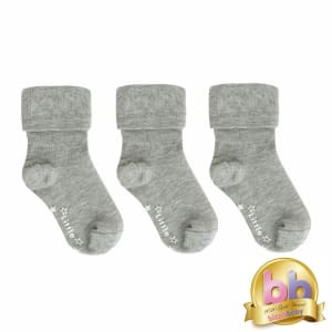 Non-Slip Stay On Baby and Toddler Socks - 3 Pack in Grey Sky