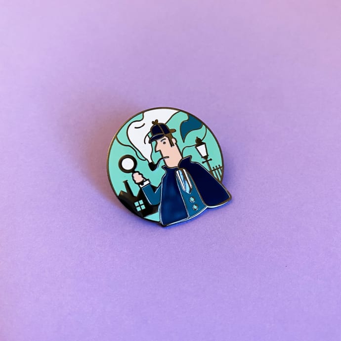 Black Enamel Sherlock Holmes Enamel Pin: Sherlock Holmes Enamel Pin I Sherlock Holmes Collectable London Souvenir