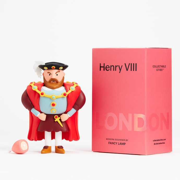 Red Collectable Henry VIII Art Figurine: Henry VIII with Royal Ham - Collectable London Art Toy Souvenir