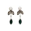 Aurora Post Earrings – Pearl, Smokey Quartz And Green Quartz