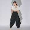 EYOS INFINITY | Wool Palazzo Trousers with Ribbons in Black