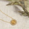 Golden Grass zirconias-studded Mandala Necklace