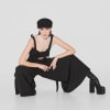 EYOS INFINITY | Wool Palazzo Trousers with Ribbons in Black