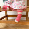 OUTLET - Non-Slip Stay-on Baby & Toddler Organic Quarter Crew Sporty Socks - 5 Pack - Pinks