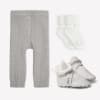 Non-Slip, Stay-on Bootie Bundle + Stay-on Socks + Cable Knit Leggings - Grey