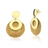 Hollowed Golden Grass Hoop and Sphere Earrings