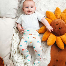 Punainen 2 in 1 leggings -Rainbow Baby: Super soft bamboo leggings with integrated removable socks