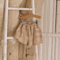 The Merin Sand Gingham Muslin Shorts