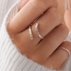 Hopea Silver Adjustable Hammered Ring: Hammered by hand so each one is unique - made with recycled 925 Sterling Silver