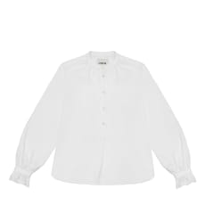 Marie Gather Neck A-Line Blouse, White Recycled Cotton