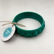 Dark Green Geometric Bangle: Contemporary design 3D printed in lightweight resin. More colours available.