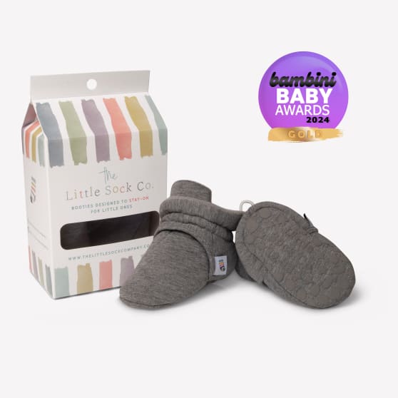 The Little Sock Company Stay on Non slip Booties Perfect Pram Slipper And Baby Carrier Boot Slate Cotton