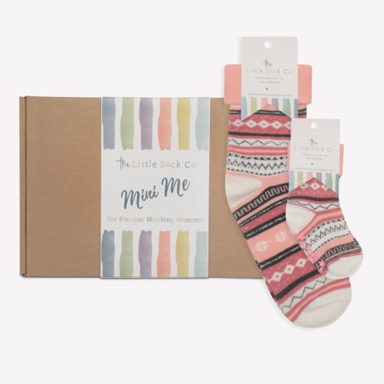 Mini Me Matching Sock Gift Set in Pink Nordic - The Perfect Gift