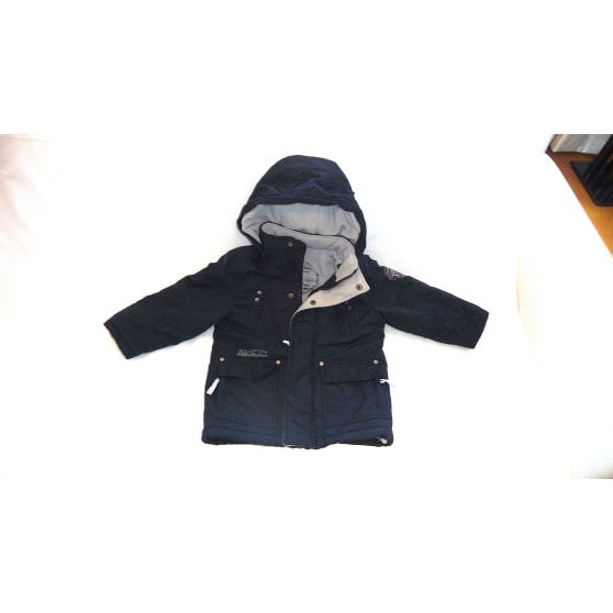 Mayroal Blue Hooded Coat with Fleece Lining and Button Front