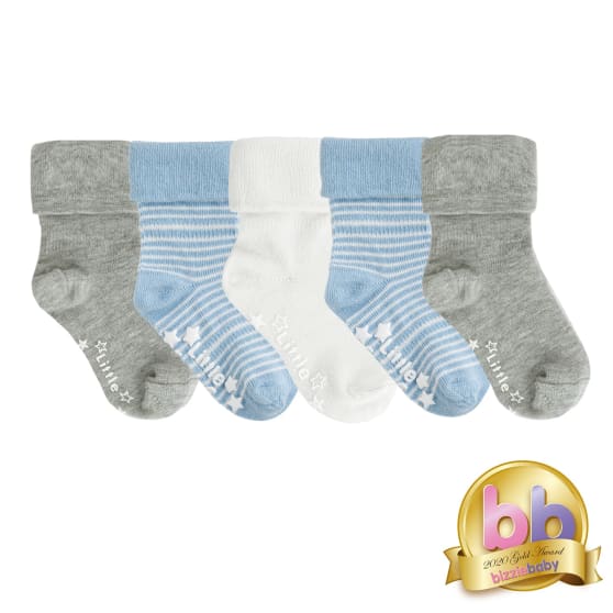 Non-slip Stay vauvojen ja taaperoiden sukissa - Unisex 5 Pack väreinä Ocean Blue, Grey ja Marshmallo