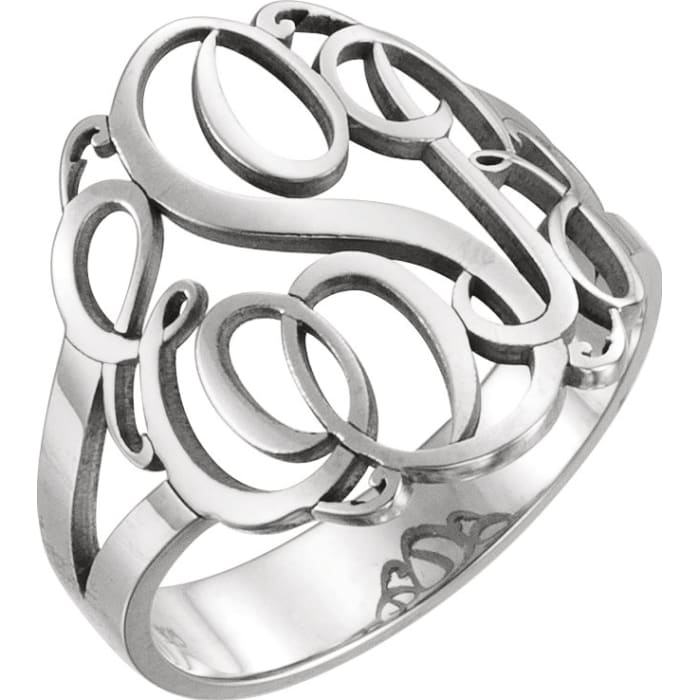 Ring Mit Initialen Namen 585 Weissgold 18 Mm 3 Brief Leex De