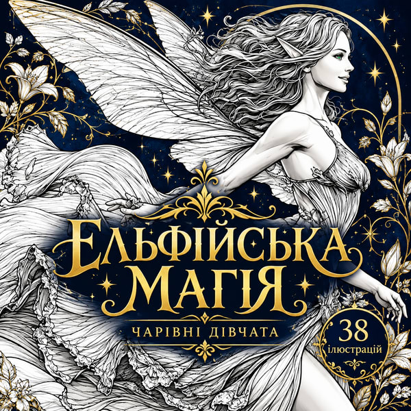 Ельфійська магія: 38 чарівних ілюстрацій для розфарбовування-Цифровий PDF для друку