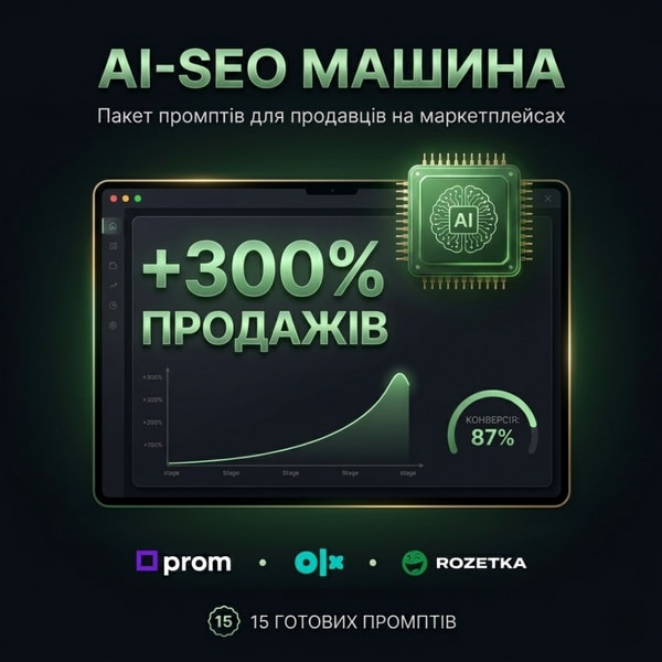 AI-SEO Машина: Пакет для продажів на Prom, OLX та Rozetka