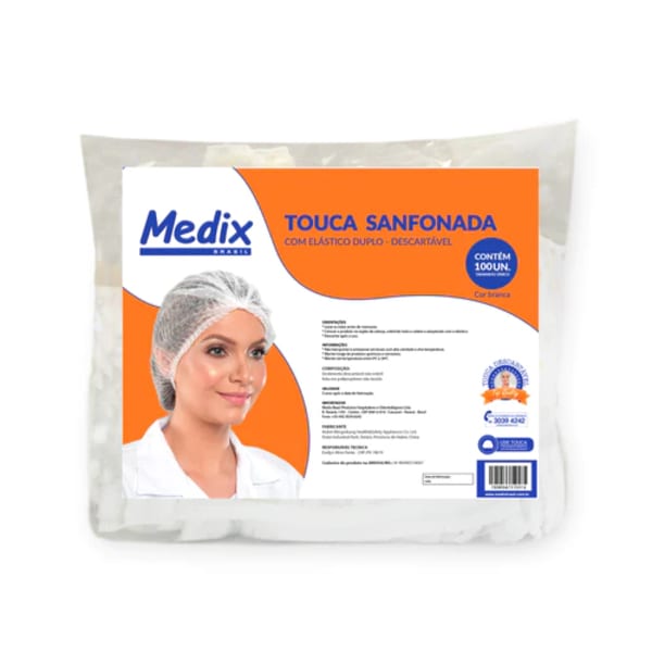 Touca Sanfonada Descartável com Elástico - Medix Brasil