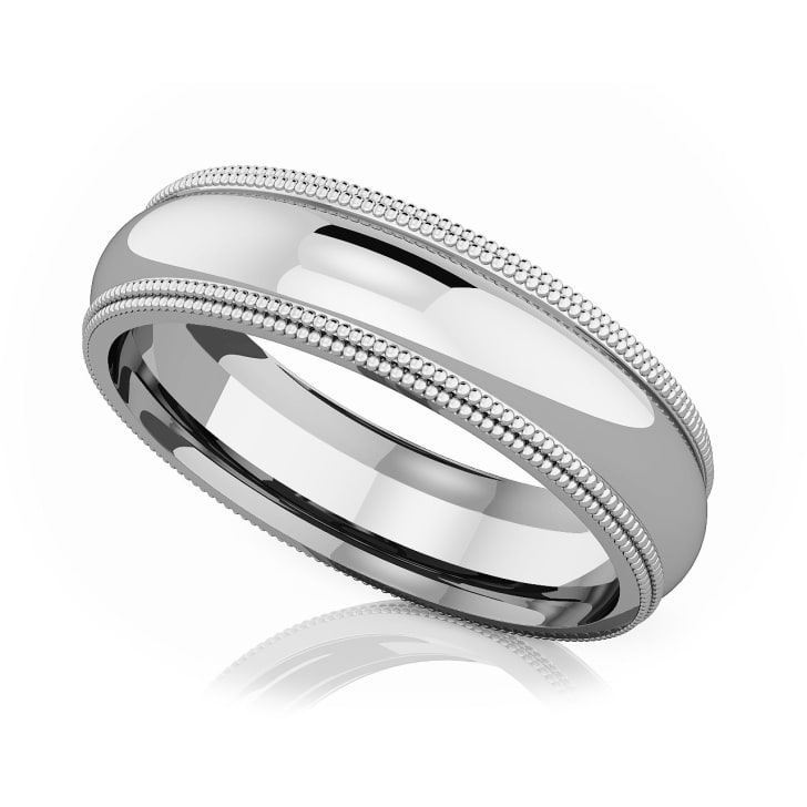 5 Mm Double Milgrain Domed Romantic Classic Platinum Wedding Band