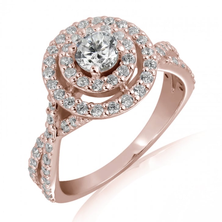 แหวนทอง 18K Rose Gold ประดับเพชร น้ำหนักรวม 1.00  กะรัต ค่าสี E  ค่าความสะอาด VS2
