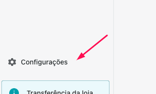 Botão de configuração no canto inferior esquerdo da tela principal