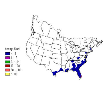 Prairie Warbler winter distribution map