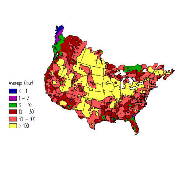 House Sparrow winter distribution map