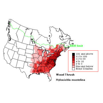 Wood Thrush distribution map