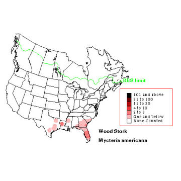 Wood Stork distribution map