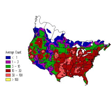 American Goldfinch winter distribution map