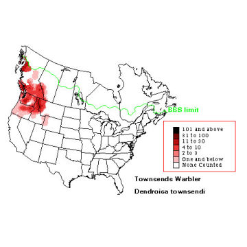 Townsend's Warbler distribution map