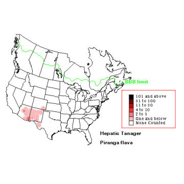 Hepatic Tanager distribution map