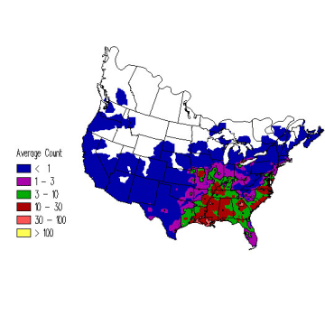 Swamp Sparrow winter distribution map