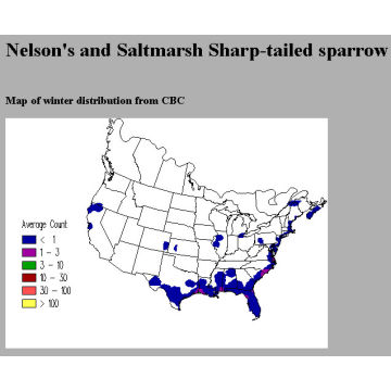 Nelson's Sharp-tailed Sparrow winter distribution map