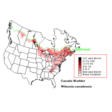 Canada Warbler distribution map