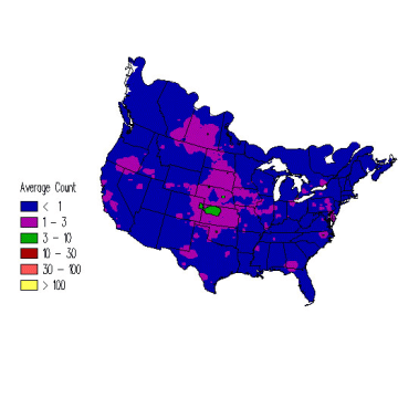 Great Horned Owl winter distribution map